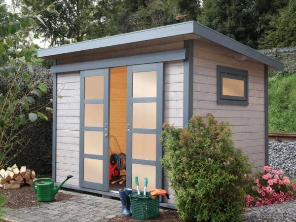 Wolff Pultdachhaus Pulti 28 ST-D mit Schiebetür naturbelassen Wolff Pultdachhaus Pulti 28 ST-D mit Schiebetür naturbelassen