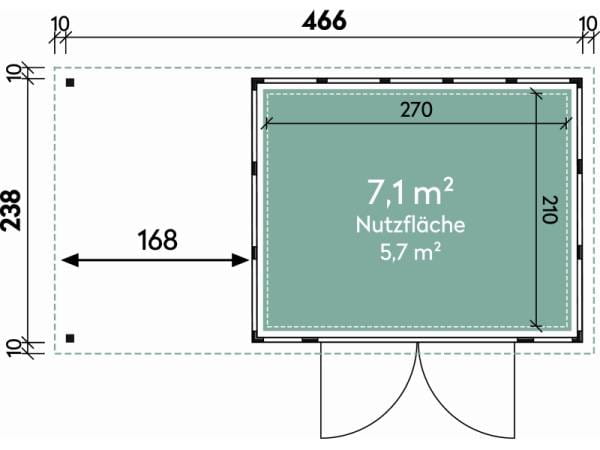 Wolff Finnhaus Metallhaus Eleganto 3024 Granitgrau inkl. 170 cm Seitendach links, Dachrinne und Fallrohr