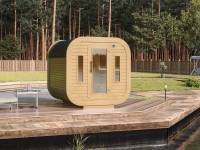 Wolff Finnhaus Sauna Luago 2x2 montiert Typ 2 Art 1, natur, inkl. Dacheindeckung und Fenster