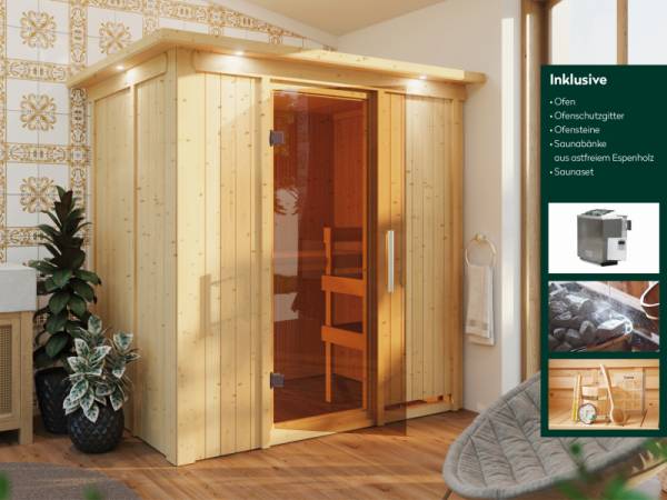 Wolff Finnhaus Sauna de luxe Diona Set 2, inkl. 9 kW Bioofen ext. Strg.