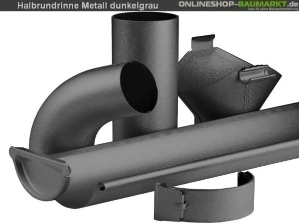 Metall-Dachrinne dunkelgrau Viereckdach 2 x 400 cm/ 2 x 600 cm
