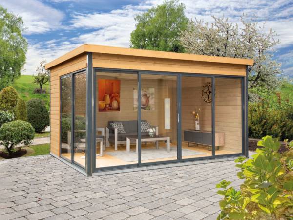 Wolff Finnhaus Pultdachhaus Studio 44-D Alu-Anthrazit fichte Wolff Finnhaus Pultdachhaus Studio 44-D Alu-Anthrazit fichte