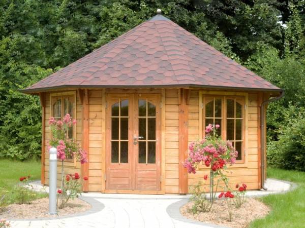 Wolff Finnhaus Pavillon Palermo 4.5 mit grün-schwarzen Schindeln Wolff Finnhaus Pavillon Palermo 4.5 mit grün-schwarzen Schindeln