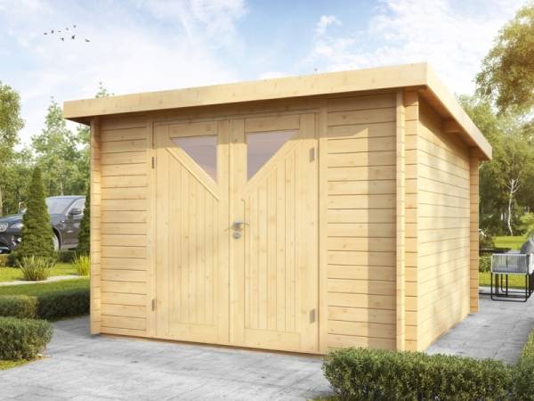 Wolff Finnhaus Pulti 34-B Typ 4 mit Dreieckglas-Tür naturbelassen Wolff Finnhaus Pulti 34-B Typ 4 mit Dreieckglas-Tür naturbelassen