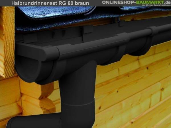Dachrinnen Set RG 80 braun 8 x 200 cm 8-Eck-Kota Dachrinnen Set RG 80 braun 8 x 200 cm 8-Eck-Kota