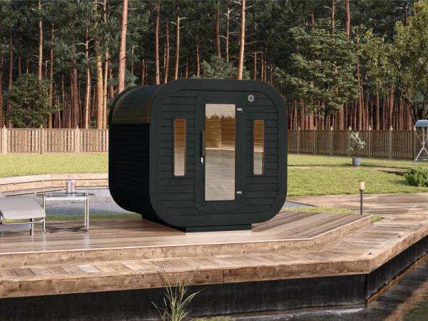 Wolff Finnhaus Sauna Luago 2x2 montiert Typ 2 Art 2, anthrazit, inkl. Dacheindeckung und Fenster