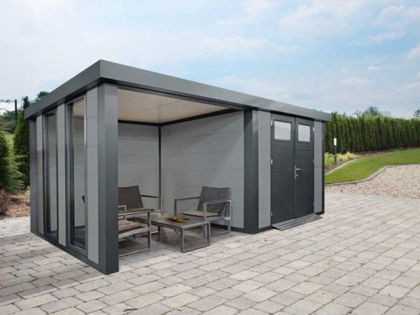 Wolff Finnhaus Metall-Gerätehaus Eleganto 2724 mit Lounge Links inkl. 2 Fenster Lichtgrau Wolff Finnhaus Metall-Gerätehaus Eleganto 2724 mit Lounge Links inkl. 2 Fenster Lichtgrau