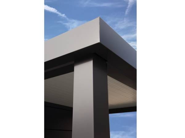 Wolff Finnhaus Metallhaus Eleganto 2424 mit 280 cm Seitendach links, granitgrau inkl. Dachrinne, Fallrohr