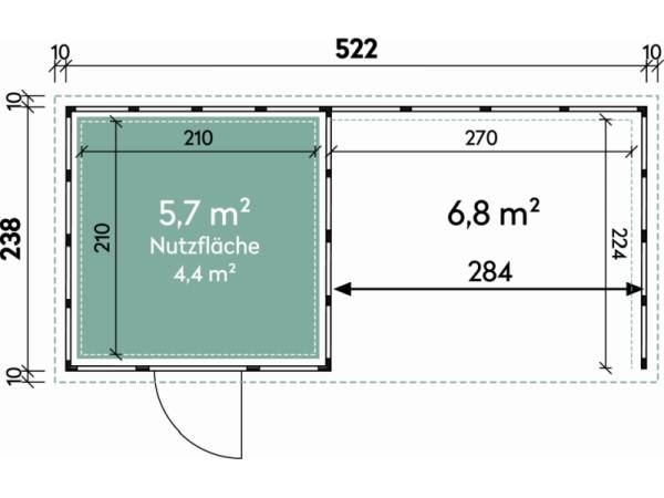 Wolff Finnhaus Metall-Gerätehaus Eleganto 2424 mit Lounge Rechts Granitgrau