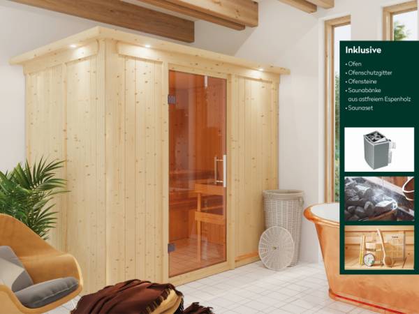 Wolff Finnhaus Sauna de luxe Elaia Set 1 inkl. 9 kW Ofen integr. Steuerung