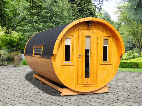 Wolff Finnhaus Campingfass Sylt 446-2, 2-Raum Bausatz mit schwarzen Dachschindeln. Wolff Finnhaus Campingfass Sylt 446-2, 2-Raum Bausatz mit schwarzen Dachschindeln.