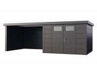 Wolff Finnhaus Metall-Gerätehaus Eleganto 3030 mit Lounge 3330 links, Granitgrau