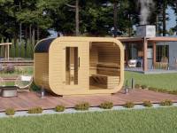 Wolff Finnhaus Sauna Luago 3x2 montiert Typ 3 Art 1, natur, inkl. Dacheindeckung, Vollglasfront und Vorraum