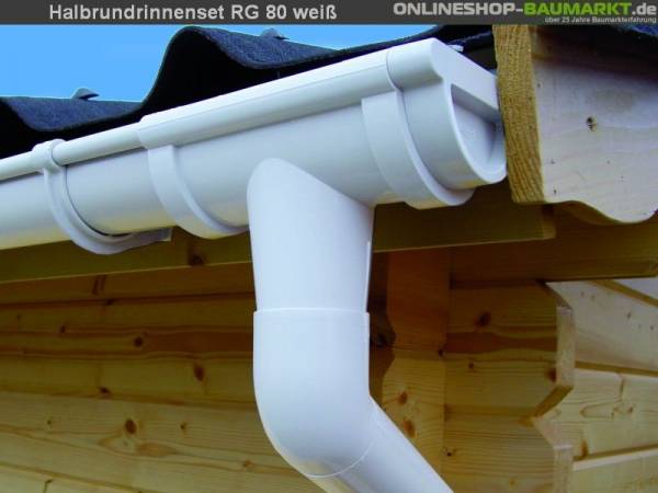Dachrinnen Set RG 80 weiß 8 x 250 cm 8-Eck-Kota Dachrinnen Set RG 80 weiß 8 x 250 cm 8-Eck-Kota