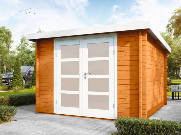 Wolff Finnhaus Pulti 34-B Typ 5 mit Milchglas-Tür bernstein