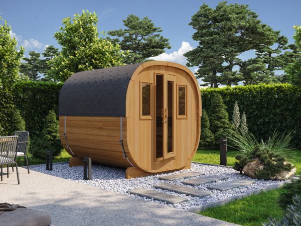 Wolff Finnhaus Cube Saunafass 230 Thermoholz Art 1 montiert Typ 4