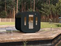 Wolff Finnhaus Sauna Luago 2x2 montiert Typ 2 Art 1, anthrazit, inkl. Dacheindeckung und Fenster