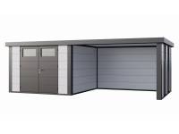 Wolff Finnhaus Metall-Gerätehaus Eleganto 3030 mit Lounge 3330 inkl. 2 Fenster rechts, Weiß