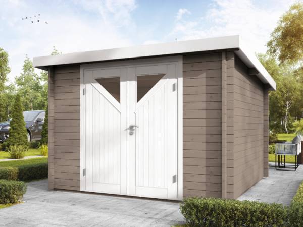 Wolff Finnhaus Pulti 34-B Typ 4 mit Dreieckglas-Tür gletschergrau Wolff Finnhaus Pulti 34-B Typ 4 mit Dreieckglas-Tür gletschergrau