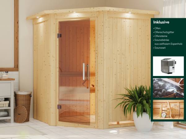 Wolff Finnhaus Sauna de luxe Dorea Set 2, inkl. 9 kW Bioofen ext. Strg.